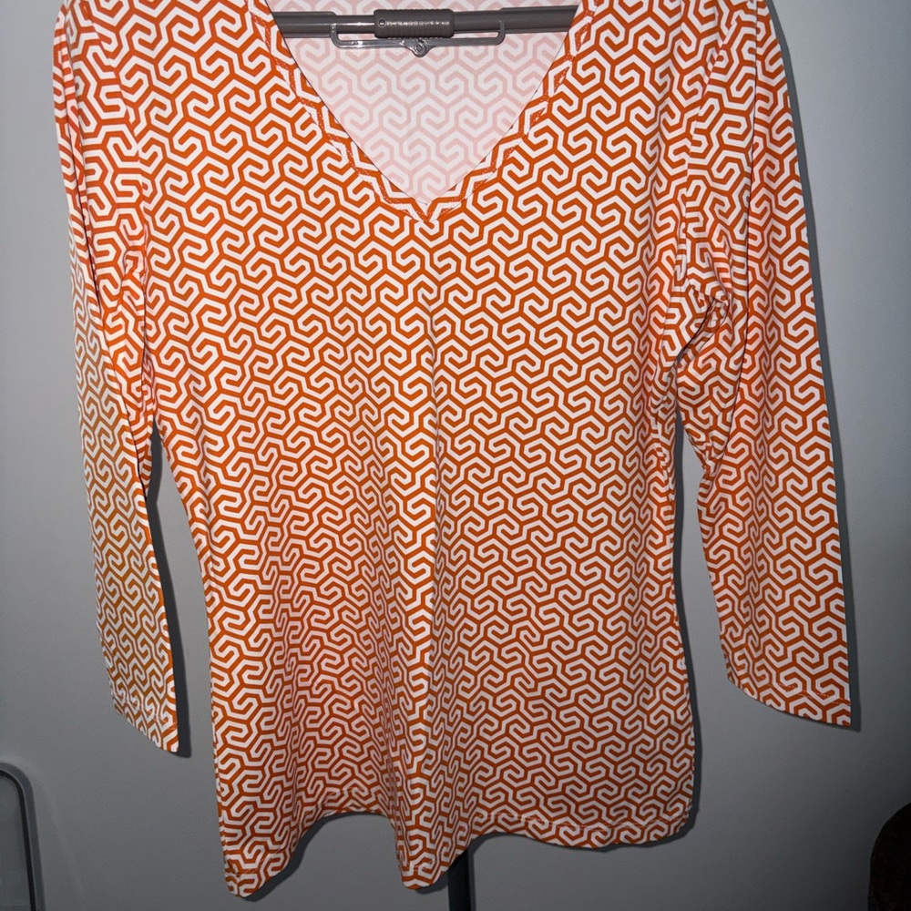 J. McLaughlin Orange Geometric Blouse